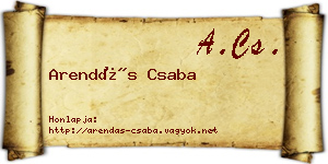 Arendás Csaba névjegykártya